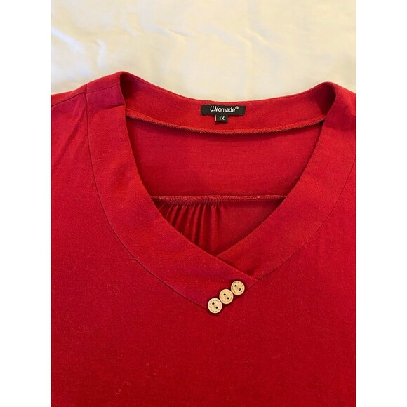 Blouse Size XL Top V Neck Pullover Burgundy Women Soft Long Sleeve Casual Chic - Picture 6 of 6